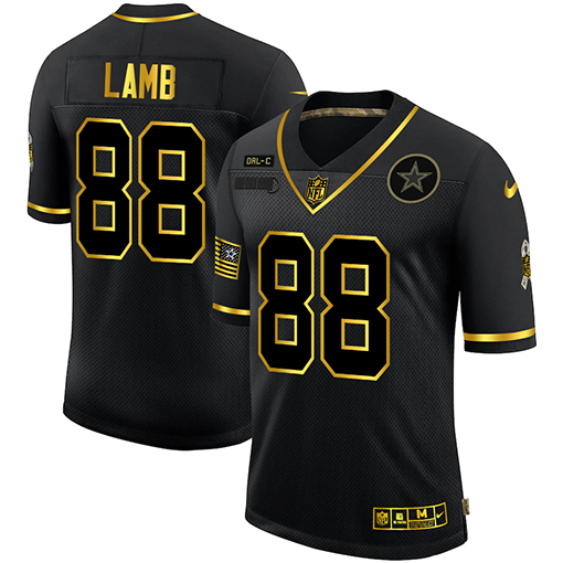 Dallas Cowboys #88 CeeDee Lamb Men Nike 2020 Salute To Service Golden Limited NFL black Jerseys->dallas cowboys->NFL Jersey